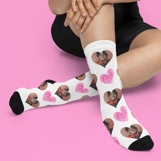 Valentijnsdag Aangepaste Hart Foto Gezicht Sokken