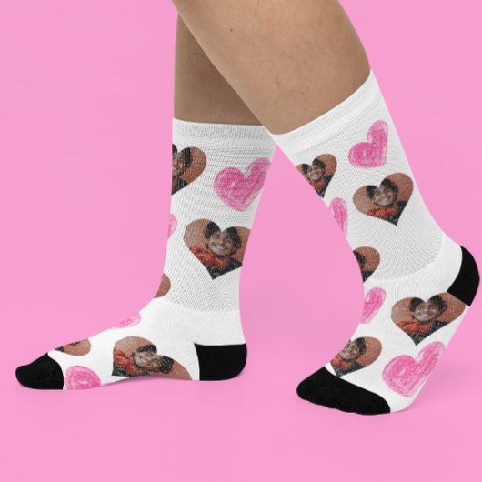 Valentijnsdag Aangepaste Hart Foto Gezicht Sokken