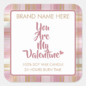 Valentijnsdag aangepaste kaarslabels vierkante sticker (Voorkant)