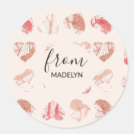 Valentijnsdag aangepaste naam ronde sticker
