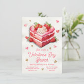 Valentijnsdag Aardbeientaart Hart Brunch Kaart (Staand voorkant)