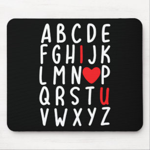 Valentijnsdag ABC Ik hou van je hart leraar cadeau Muismat