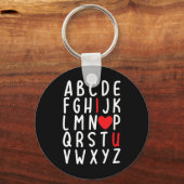 Valentijnsdag ABC Ik hou van je hart leraar cadeau Sleutelhanger (Voorkant)
