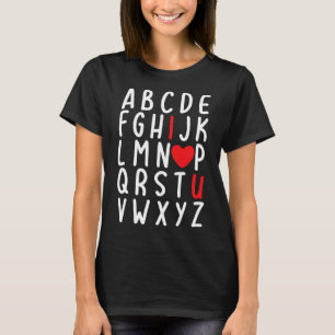 Valentijnsdag ABC Ik hou van je hart leraar cadeau T-shirt