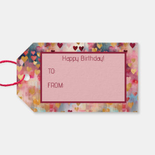 Valentijnsdag Abstract Gouden Kleur Harten Cadeaulabel