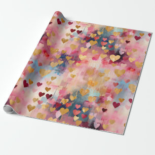 Valentijnsdag Abstract Gouden Kleur Harten Cadeaupapier