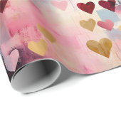 Valentijnsdag Abstract Gouden Kleur Harten Cadeaupapier (Rol Hoek)