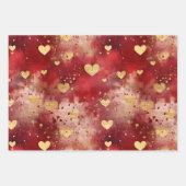 Valentijnsdag Abstracte Grunge Gouden Kleur Harten Inpakpapier Vel (Voorkant)