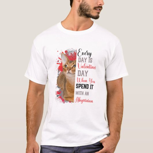 Valentijnsdag Abyssiniaanse kat mama F T-shirt (Voorkant)