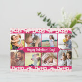 Valentijnsdag acht foto collage met harten feestdagenkaart (Staand voorkant)