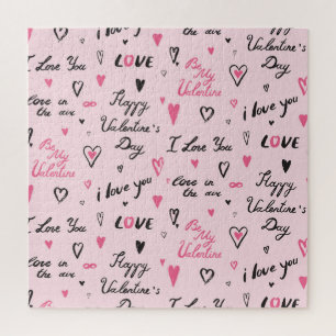Valentijnsdag: Achtergrond 'Ik hou van je'. Legpuzzel