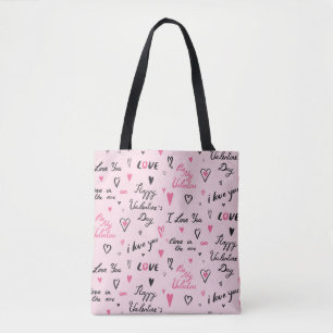 Valentijnsdag: Achtergrond 'Ik hou van je'. Tote Bag