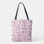 Valentijnsdag: Achtergrond 'Ik hou van je'. Tote Bag (Achterkant)