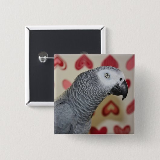 Valentijnsdag Afrikaanse Grijze Button Pin (Voorkant /achterkant)