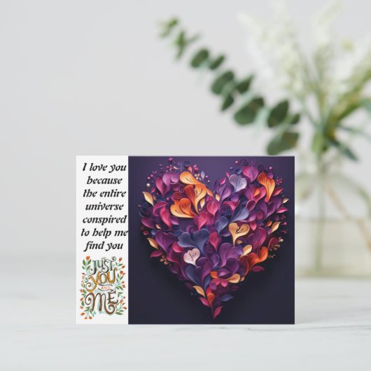 Valentijnsdag alleen jij en ik vakantie briefkaart (Staand voorkant)