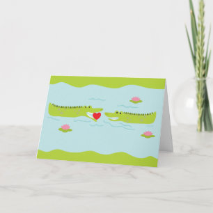 Valentijnsdag Alligator Love Feestdagen Kaart