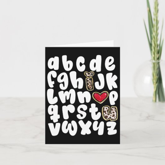 Valentijnsdag Alphabet ABC I Love You Teacher Wom Kaart (Voorkant)