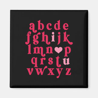 Valentijnsdag Alphabet ABC I Love You Teacher Wom Magneet