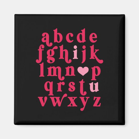 Valentijnsdag Alphabet ABC I Love You Teacher Wom Magneet (Voorkant)