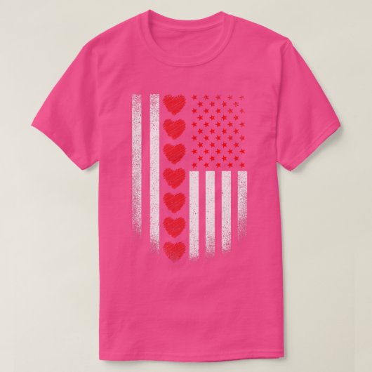 Valentijnsdag American Flag Red Hearts Mannen Boys T-shirt (Design voorkant)
