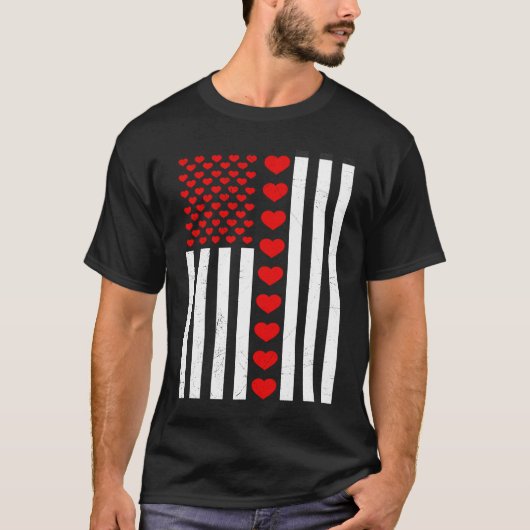 Valentijnsdag - Amerikaanse vlag harst hem haar jo T-shirt (Voorkant)
