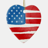 Valentijnsdag Amerikaanse vlag hart patriottisch Keramisch Ornament (Rechts)