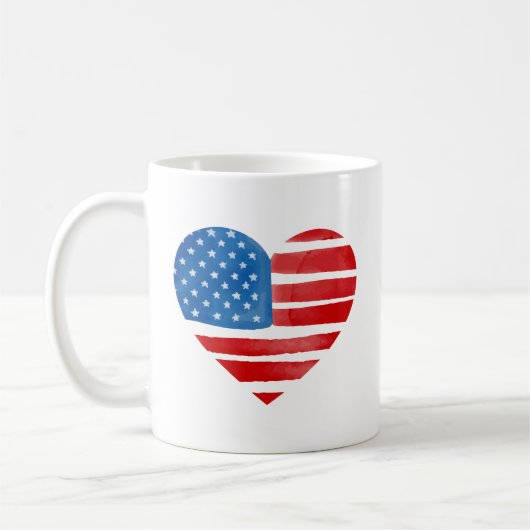 Valentijnsdag Amerikaanse vlag hart patriottisch Koffiemok (Links)