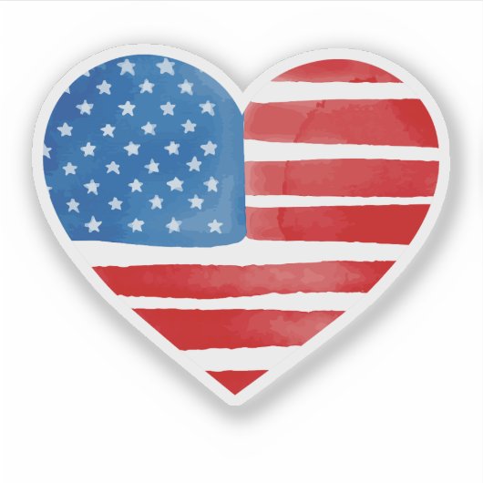 Valentijnsdag Amerikaanse vlag hart patriottisch Sticker (Voorkant)
