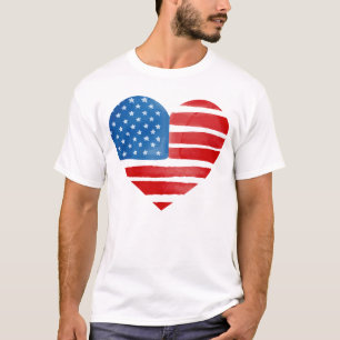 Valentijnsdag Amerikaanse vlag Hart Patriottisch T-shirt