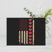 Valentijnsdag Amerikaanse vlag harten  Feestdagenkaart (Staand voorkant)