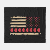 Valentijnsdag Amerikaanse vlag harten Fleece Deken (Voorkant (Horizontaal))