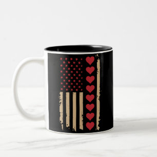 Valentijnsdag Amerikaanse vlag harten Tweekleurige Koffiemok