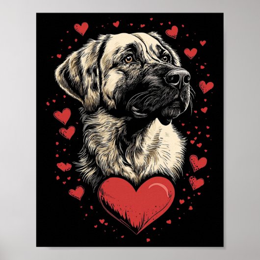 Valentijnsdag Anatolische Herdershond Poster (Voorkant)