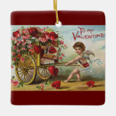  Valentijnsdag Angel, Cart of Love Hearts Keramisch Ornament (Voorkant)