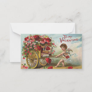 Valentijnsdag Angel, Cart of Love Hearts Notitiekaartje
