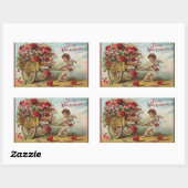  Valentijnsdag Angel, Cart of Love Hearts Rechthoekige Sticker (Vel)