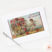  Valentijnsdag Angel, Cart of Love Hearts Rechthoekige Sticker (Envelop)