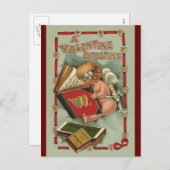  Valentijnsdag Angel, Cupid Reading Book Feestdagenkaart (Voorkant / Achterkant)