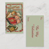 Valentijnsdag Angel, Cupid Reading Book Notitiekaartje (Voorkant / Achterkant)