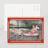  Valentijnsdag Angel Swan Boat Briefkaart (Voorkant / Achterkant)