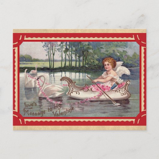  Valentijnsdag Angel Swan Boat Briefkaart (Voorkant)