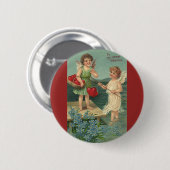 Valentijnsdag, Angels Gevist voor harten Ronde Button 5,7 Cm (Voorkant /achterkant)