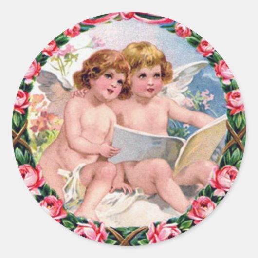  Valentijnsdag Angels Ronde Sticker (Voorkant)
