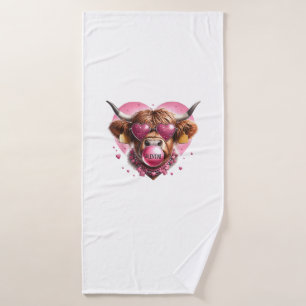 Valentijnsdag Animal Highland Koe Bubble Gum Boerd Badhanddoek