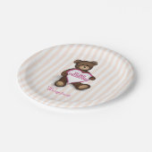 Valentijnsdag Aquarel Moderne Rustieke Teddybeer Papieren Bordje (Gekanteld)