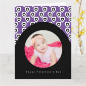 Valentijnsdag Arch Mini Hearts Paarse Foto Kaart (Gele Bloem)