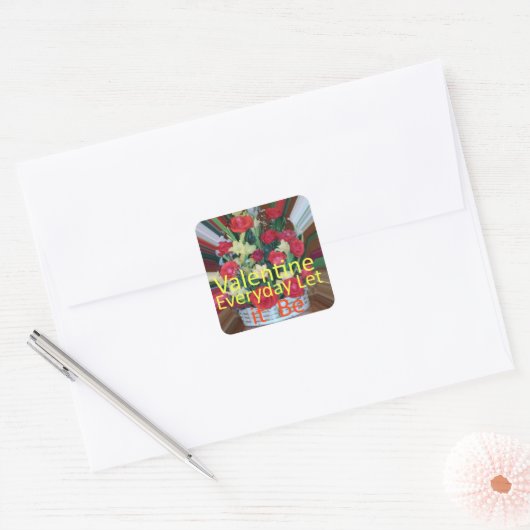 Valentijnsdag Art Print Vierkante Sticker (Envelop)