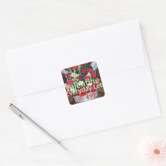 Valentijnsdag Art Print Vierkante Sticker (Envelop)