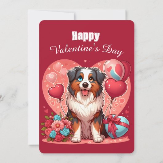 Valentijnsdag - Australian Shepherd 2 -  Feestdagenkaart (Voorkant)