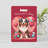 Valentijnsdag - Australian Shepherd 2 -  Feestdagenkaart (Staand voorkant)